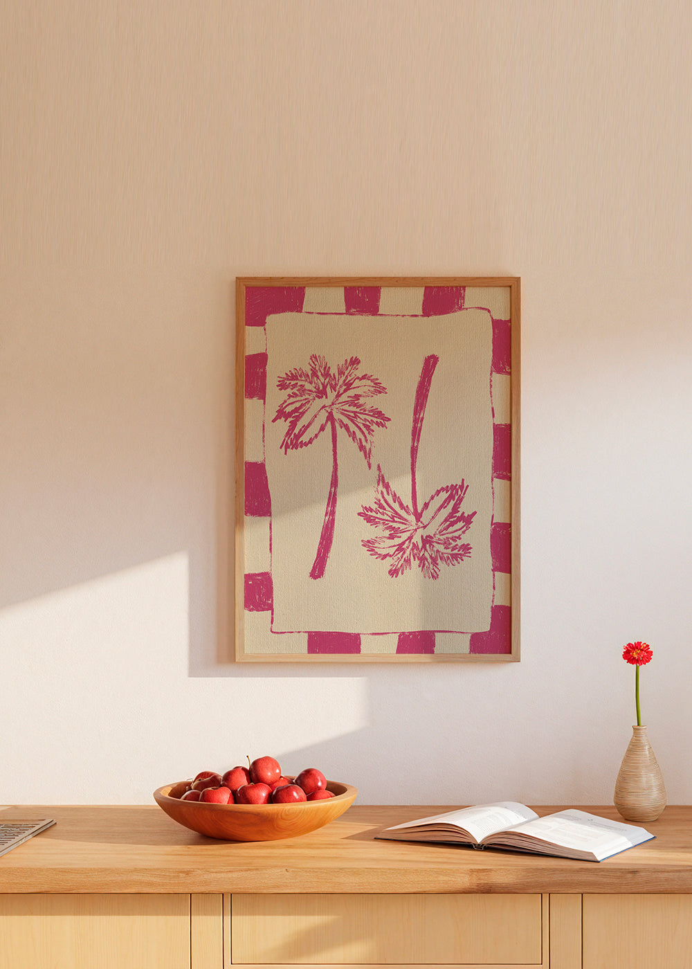 Botanisk plakat rosa palmer