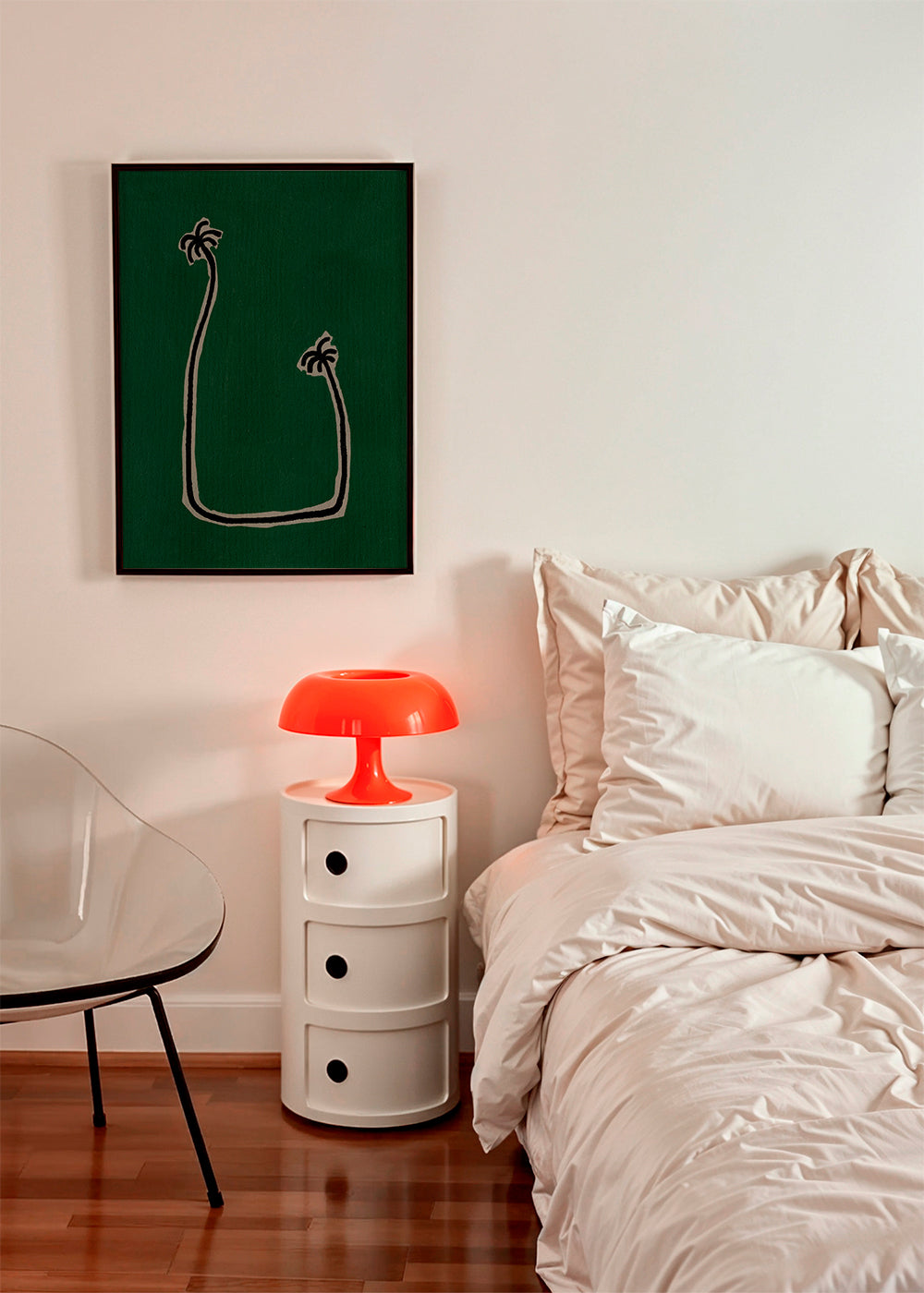 Botanisk plakat med palmelinjeillustration