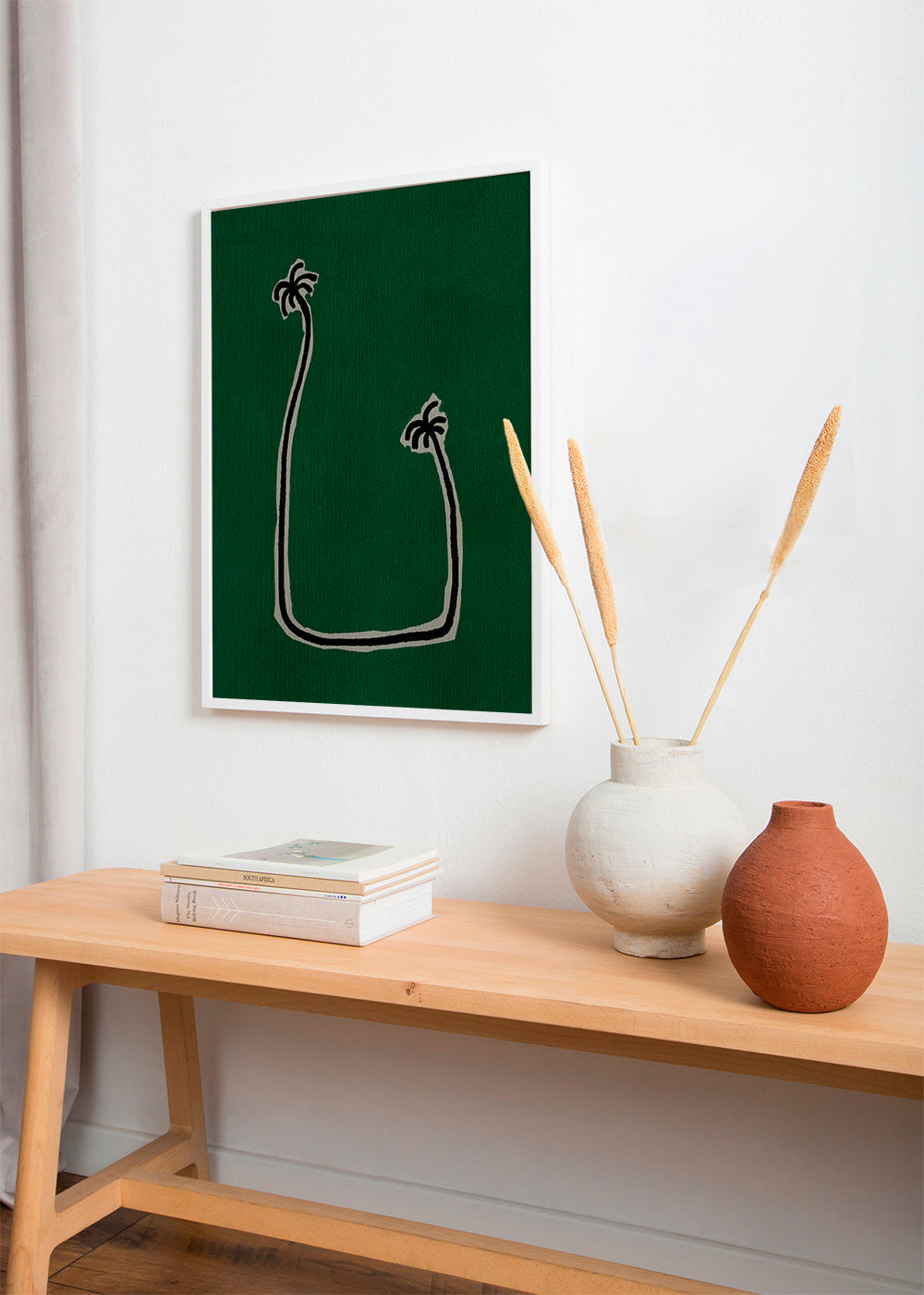 Botanisk plakat med palmelinjeillustration