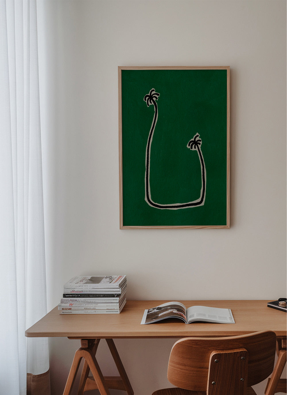 Botanisk plakat med palmelinjeillustration