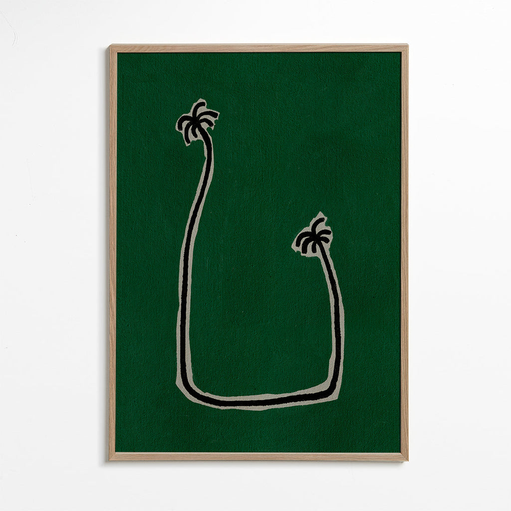 Botanisk plakat med palmelinjeillustration
