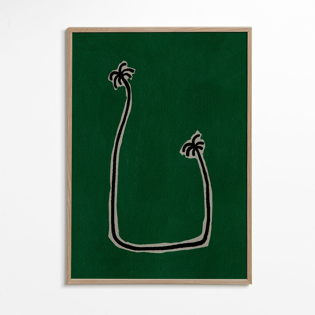 Botanisk plakat med palmelinjeillustration