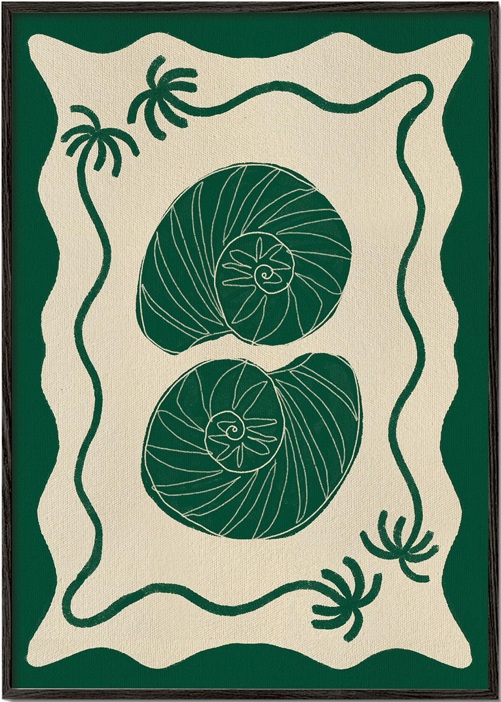 Botanisk plakat med grønne skaller