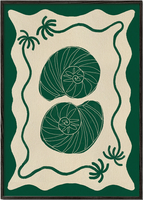 Botanisk plakat med grønne skaller