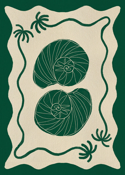 Botanisk plakat med grønne skaller