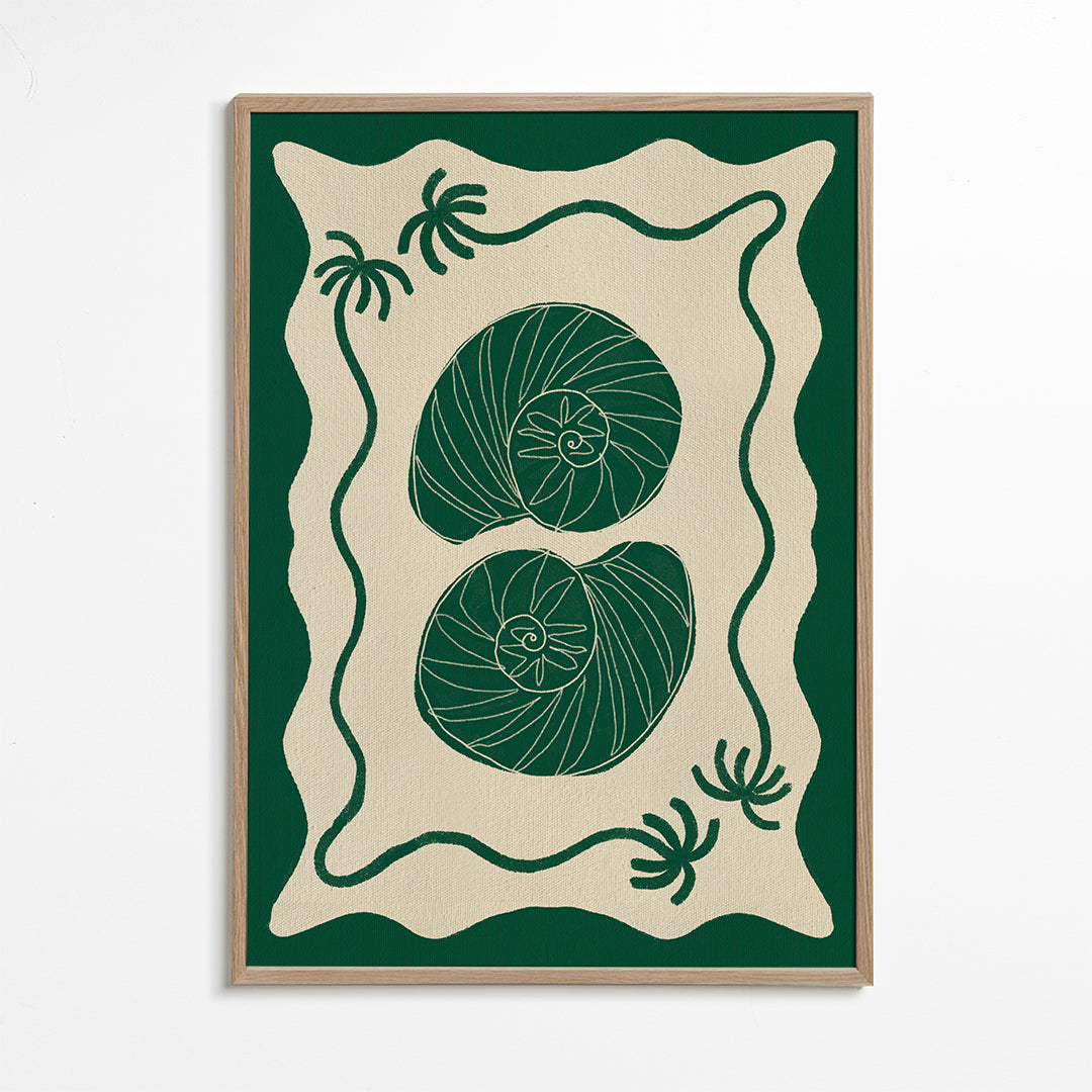 Botanisk plakat med grønne skaller