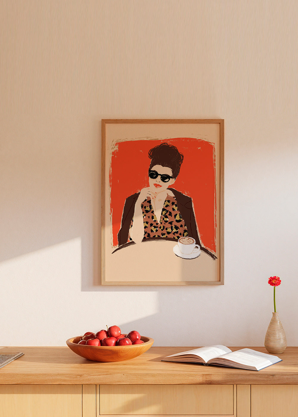 Køkkenkunst: kvinde på café med leopardmønster