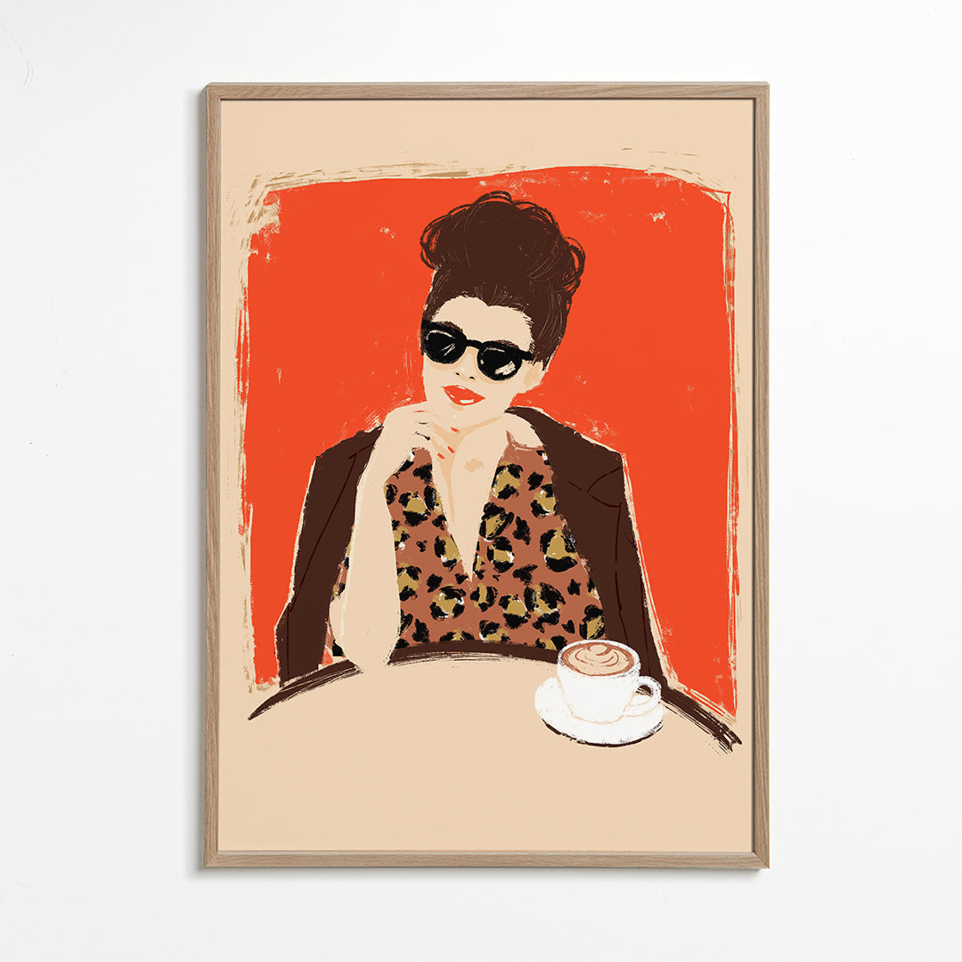 Køkkenkunst: kvinde på café med leopardmønster