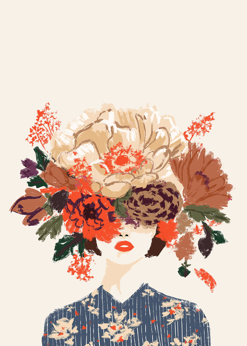 Botanisk plakat med blomsterkrone illustration