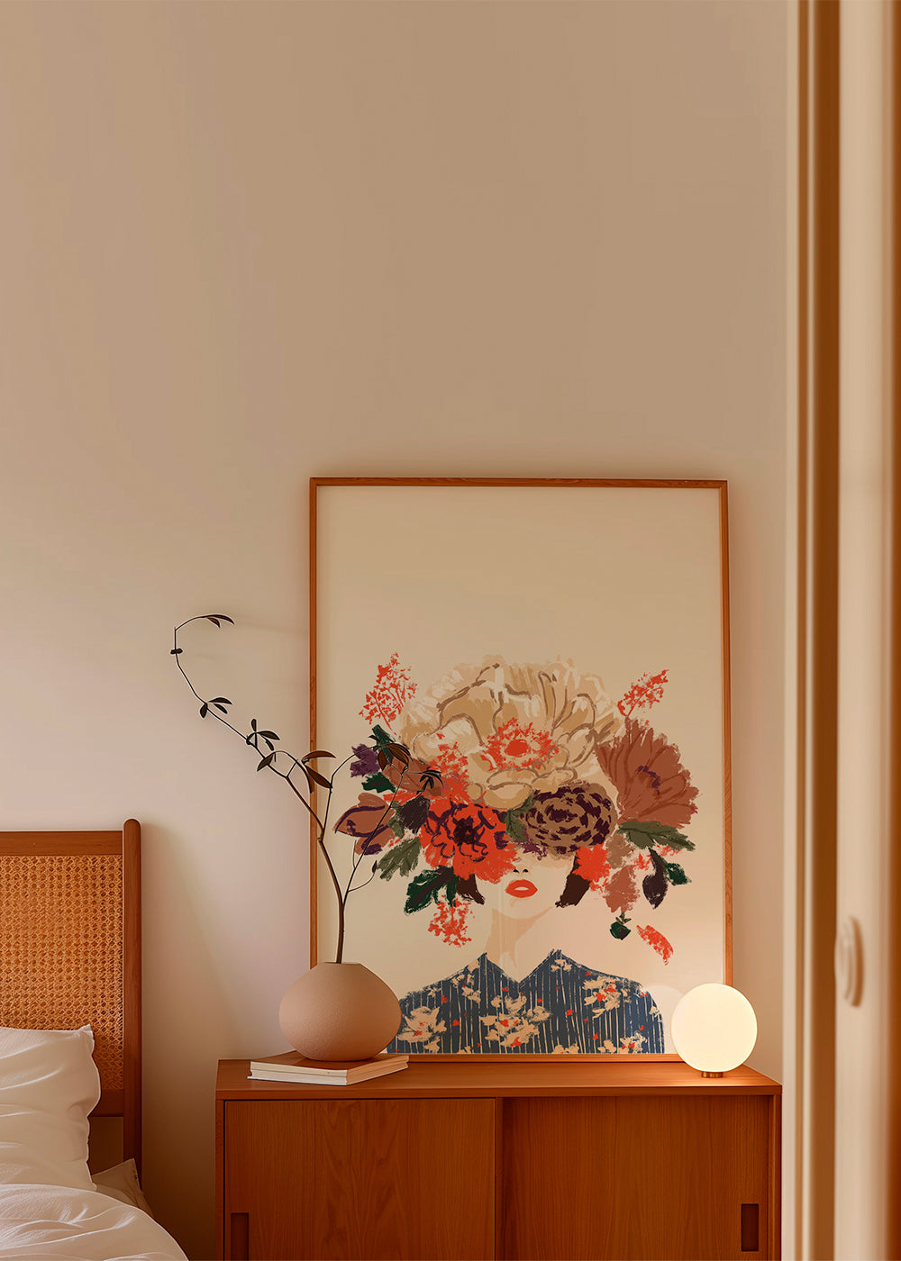 Botanisk plakat med blomsterkrone illustration