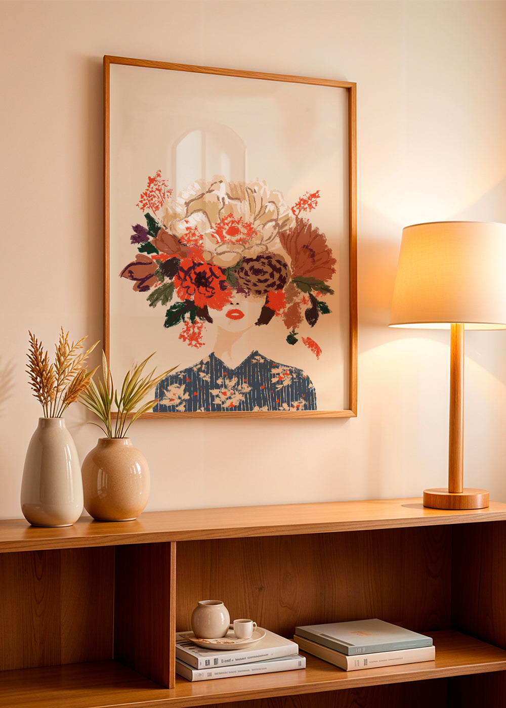 Botanisk plakat med blomsterkrone illustration