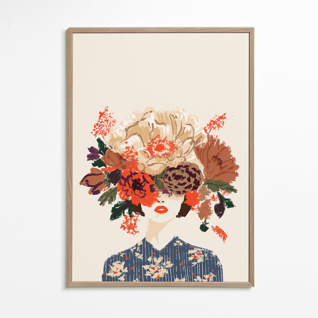 Botanisk plakat med blomsterkrone illustration