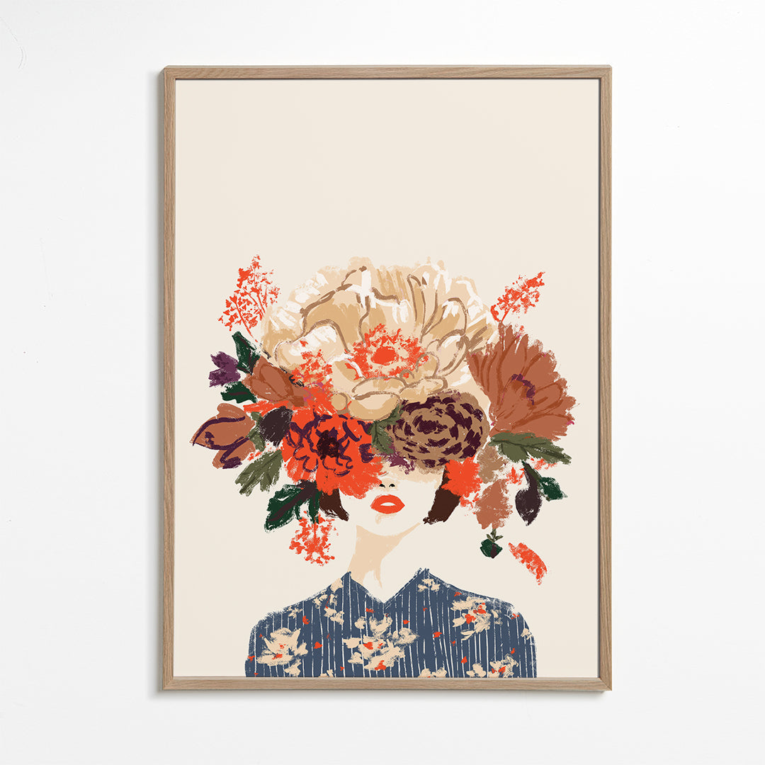 Botanisk plakat med blomsterkrone illustration