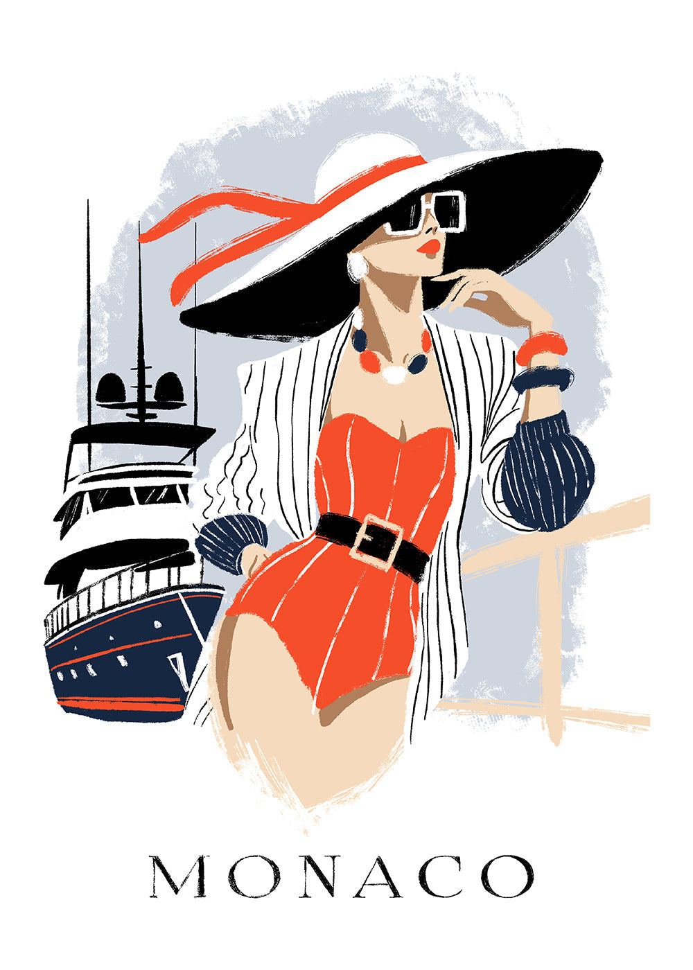 Modeillustration på yacht