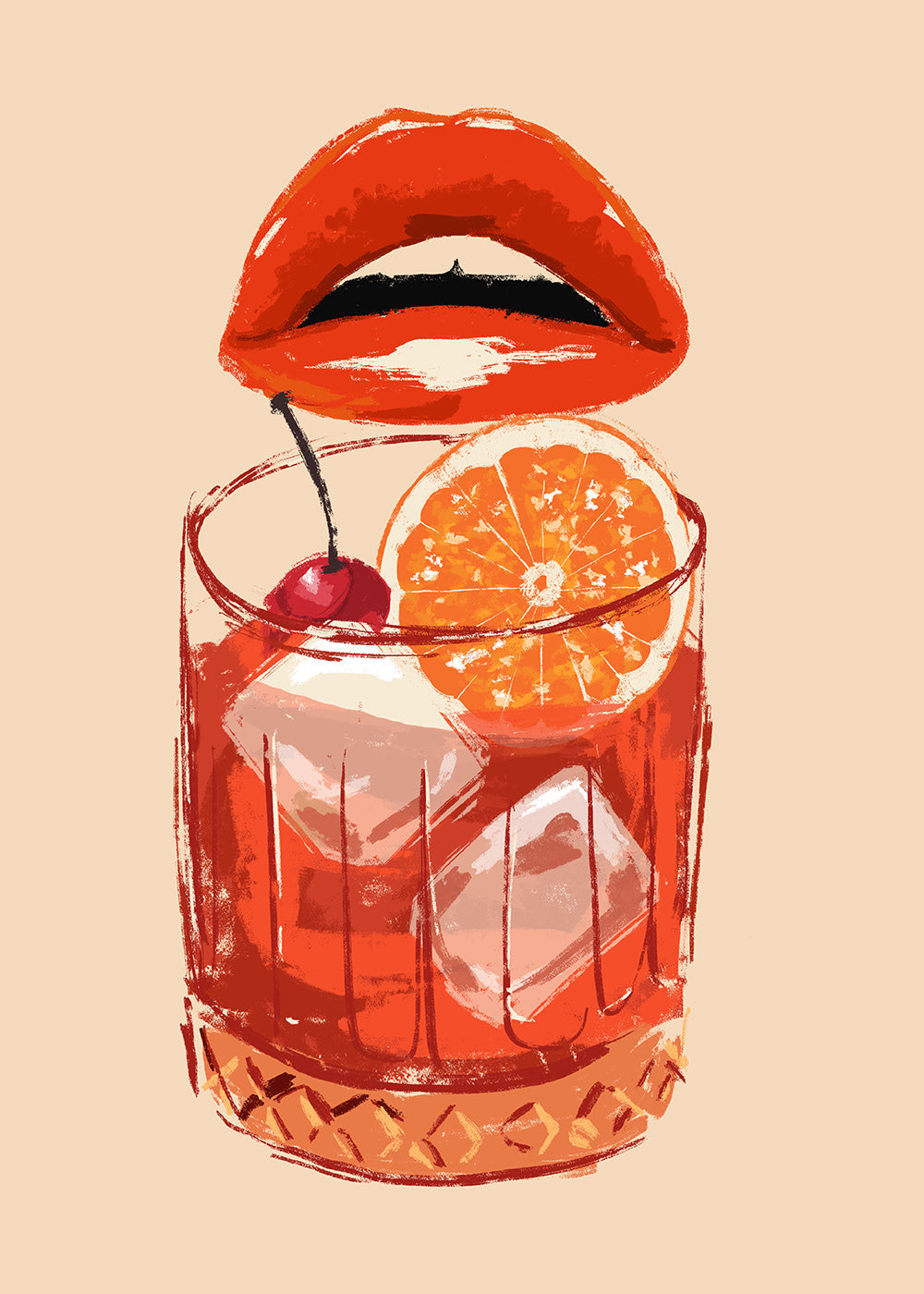 Køkkenkunst Old Fashioned cocktail med læber