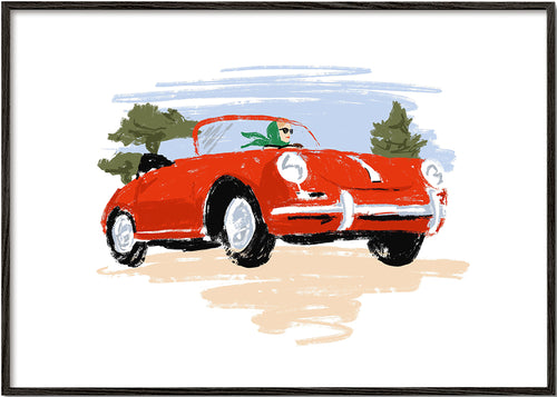 Illustration af klassisk rød bil