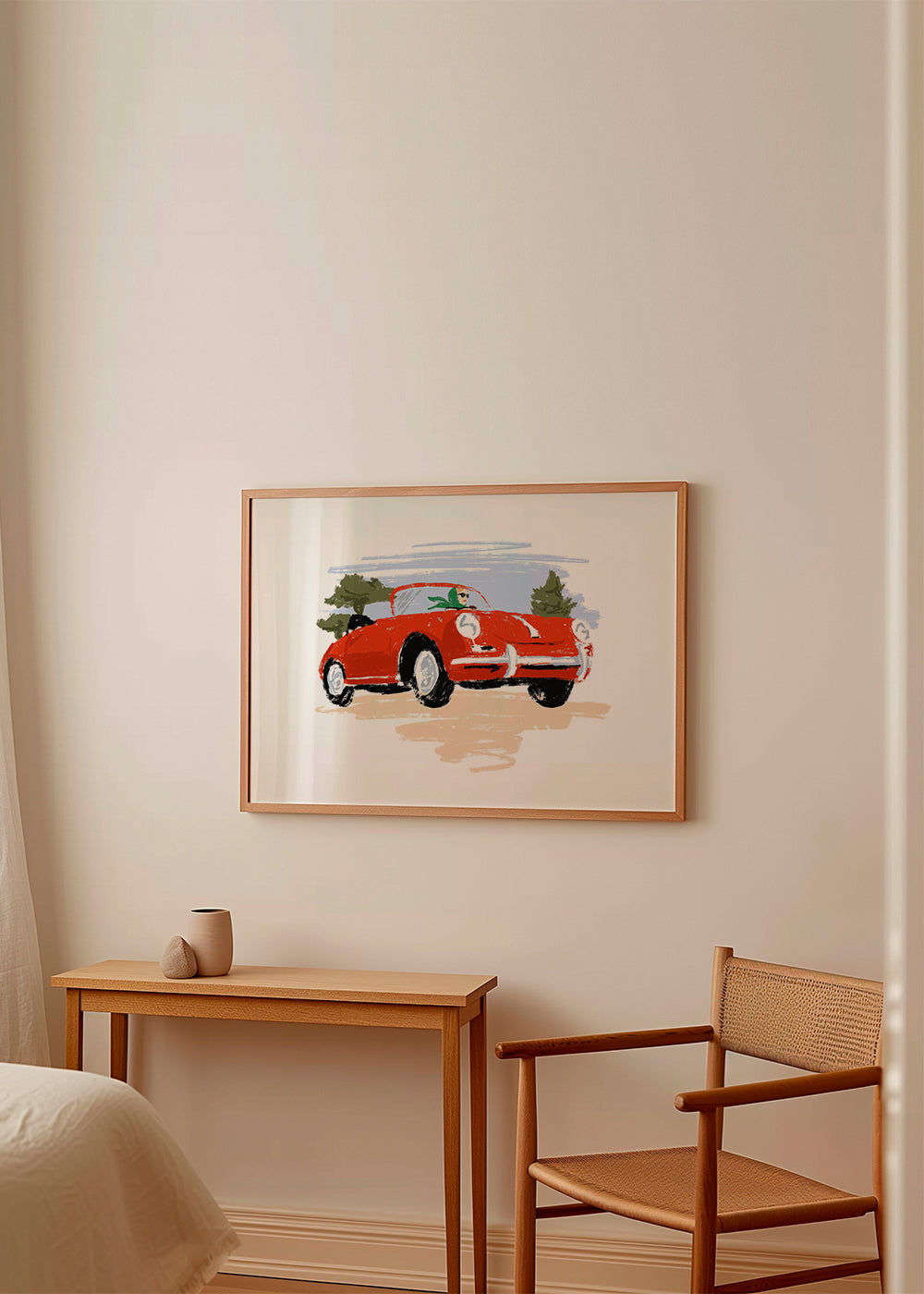 Illustration af klassisk rød bil