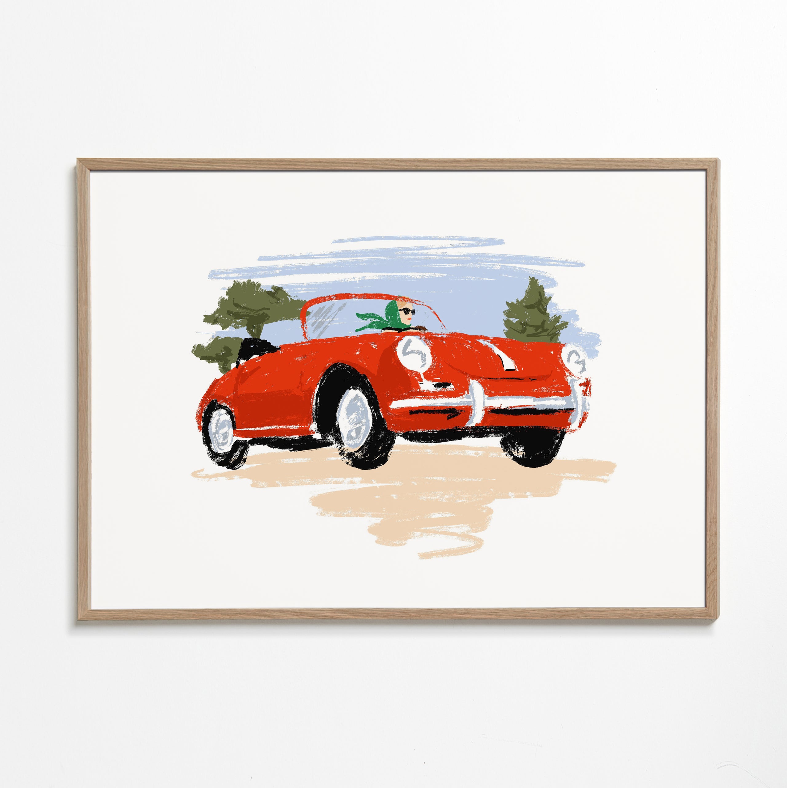 Illustration af klassisk rød bil