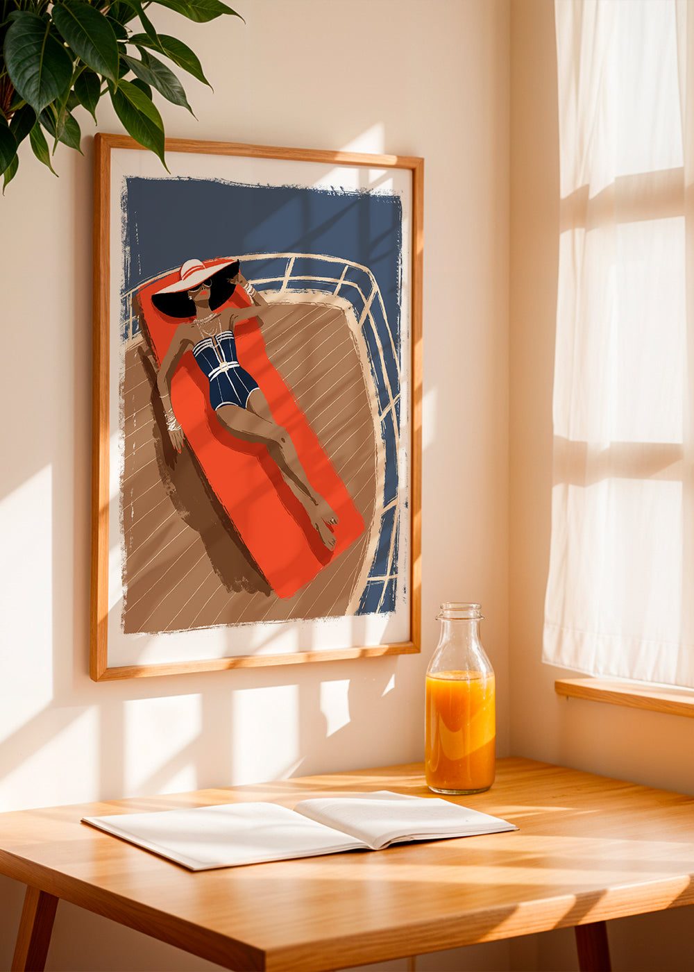 Illustration kvinde på yacht