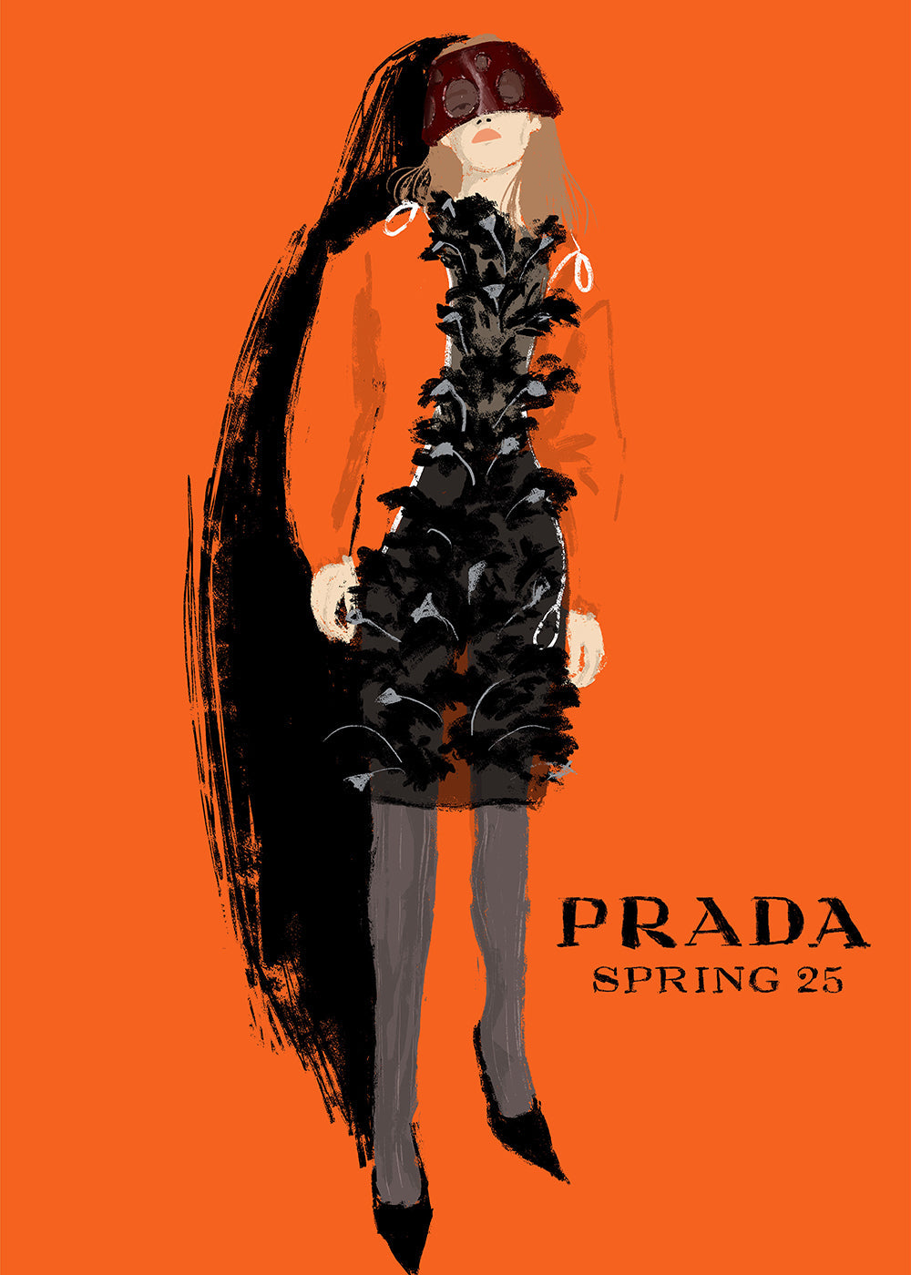 PRADA modeillustration på orange baggrund