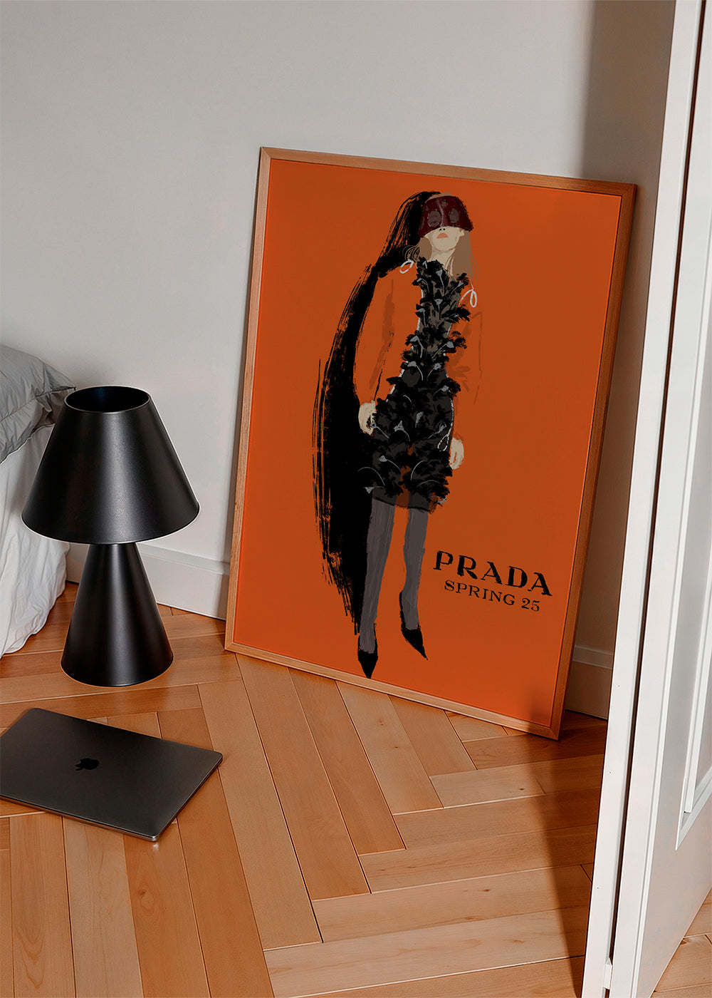 PRADA modeillustration på orange baggrund