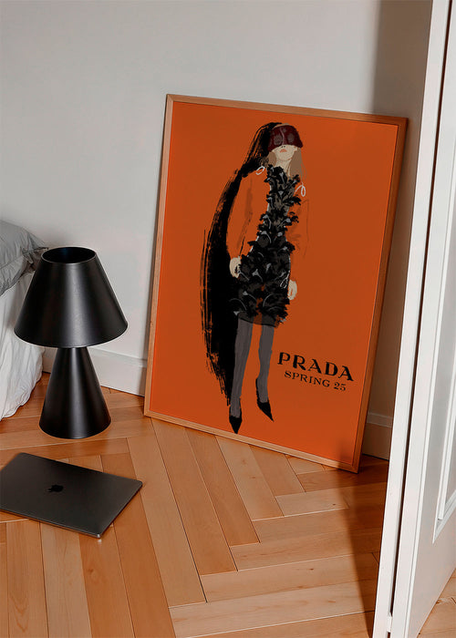 PRADA modeillustration på orange baggrund