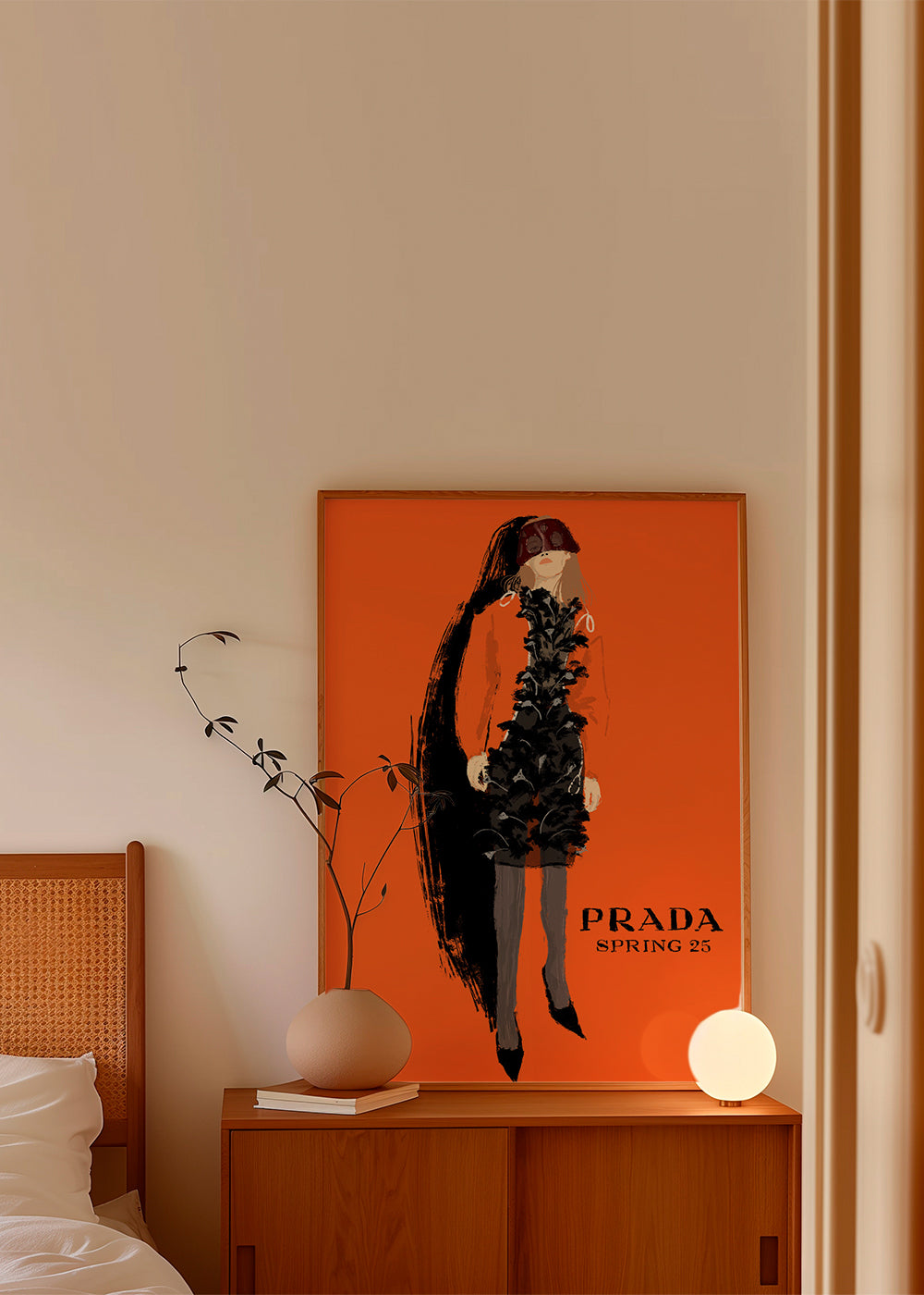 PRADA modeillustration på orange baggrund