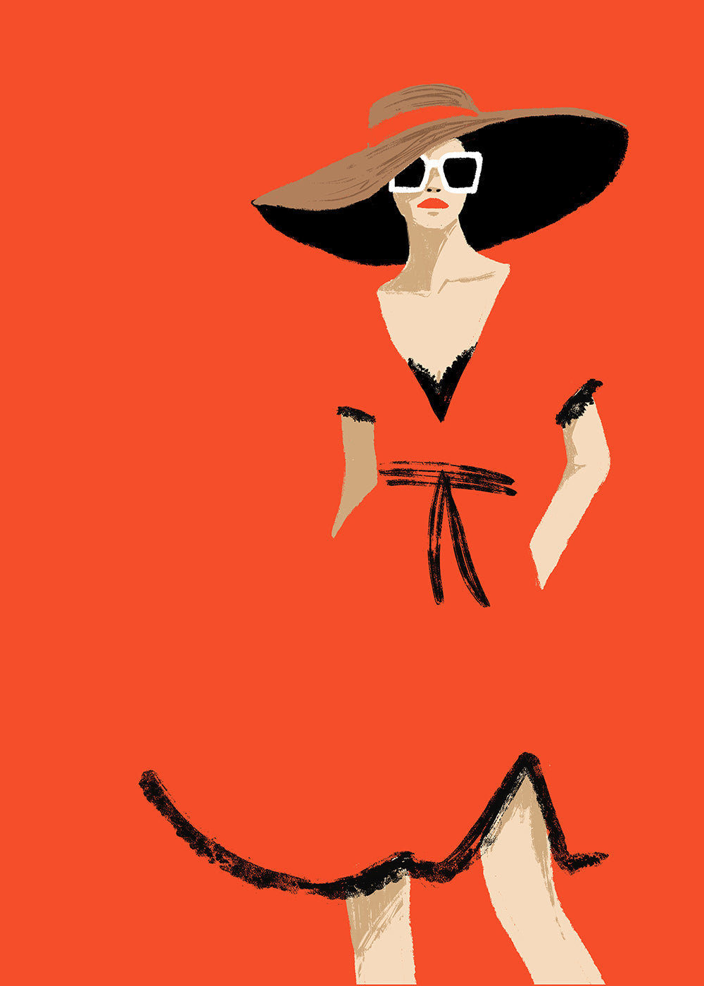Illustration mode med bred hat