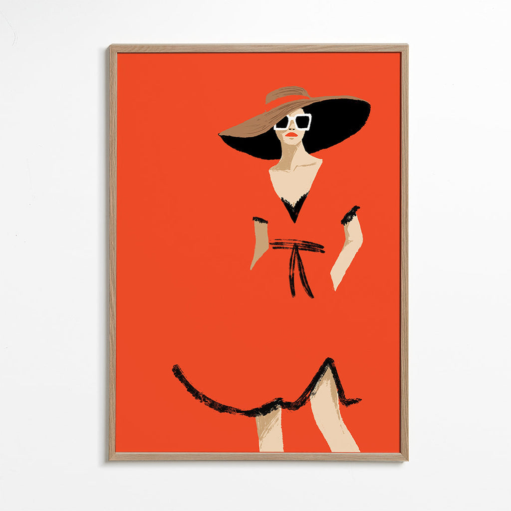 Illustration mode med bred hat