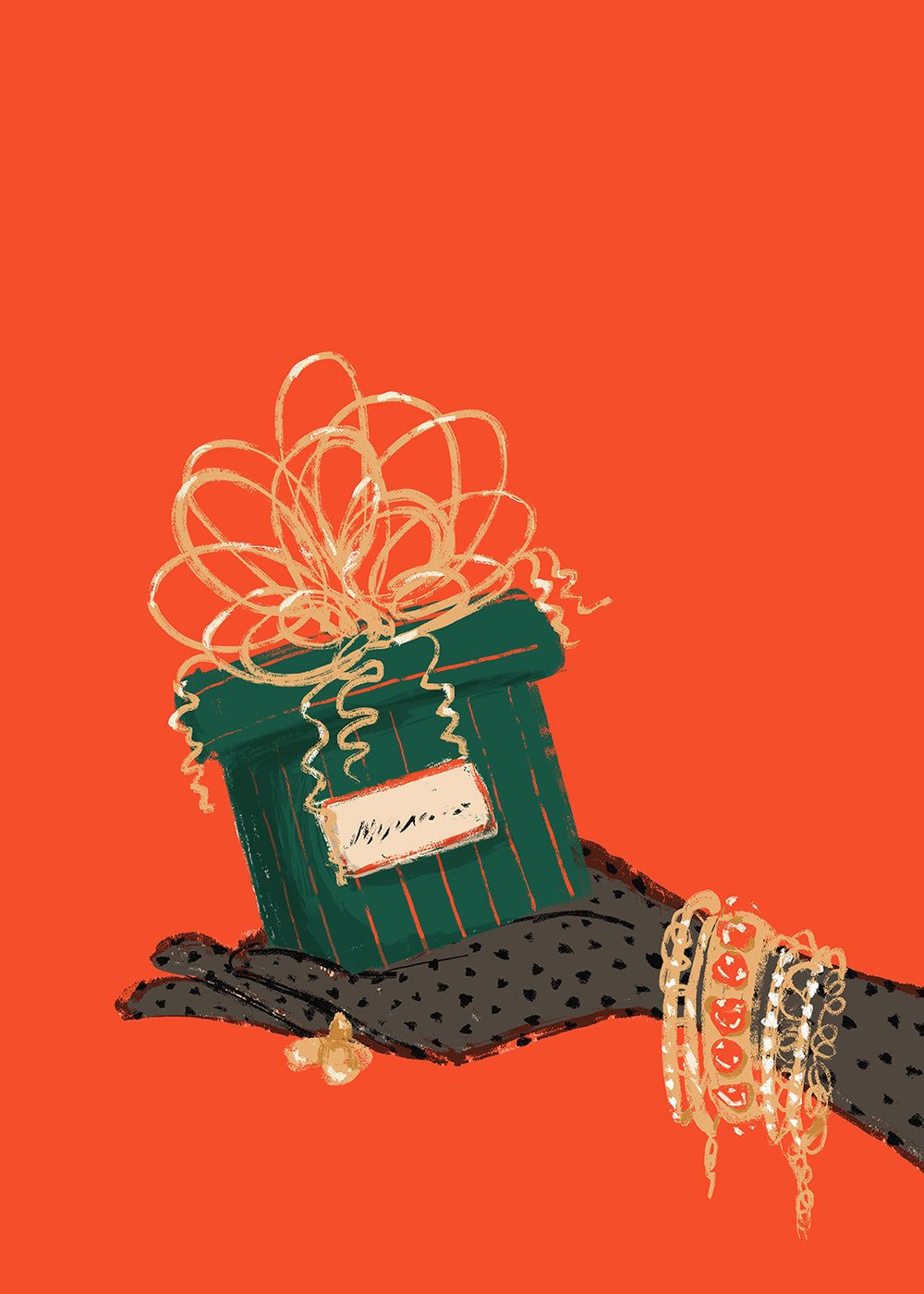 Illustration gave i hånd med smykker