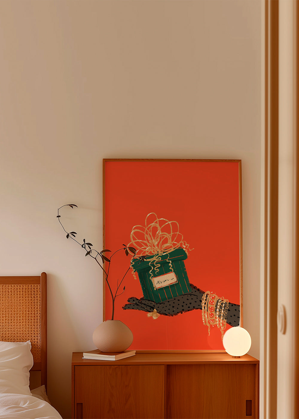 Illustration gave i hånd med smykker