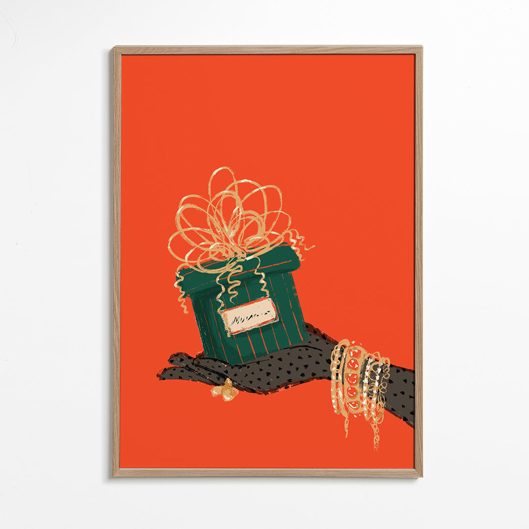 Illustration gave i hånd med smykker