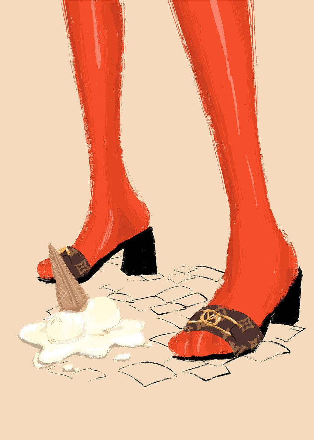 Illustration hæle og spildt is