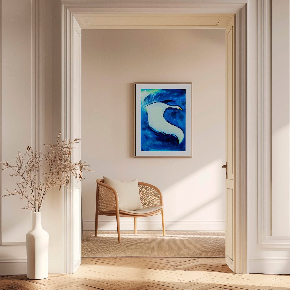 Svanekunst på dybblåt baggrund – Canvas1