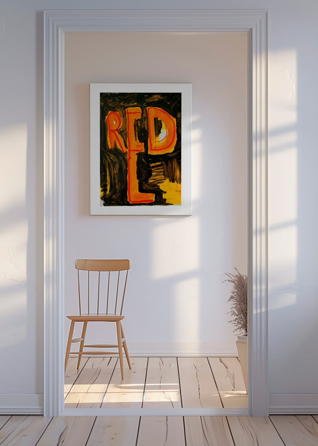 Typografisk illustration 'RED' med malerisk penselstrøg – Canvas