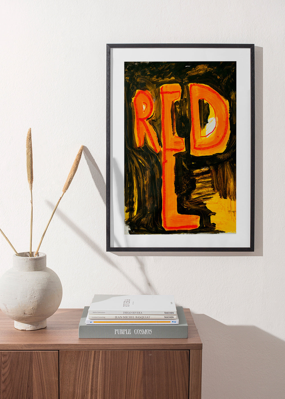 Typografisk illustration 'RED' med malerisk penselstrøg – Product3