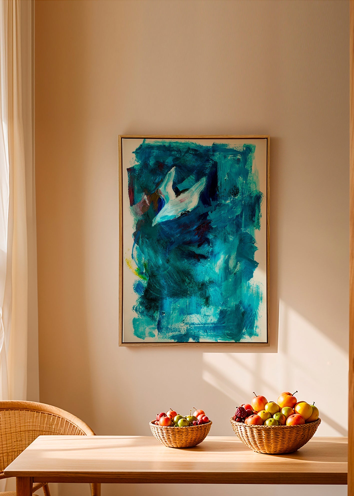 Abstrakt blåt værk med luftigt motiv – Canvas1