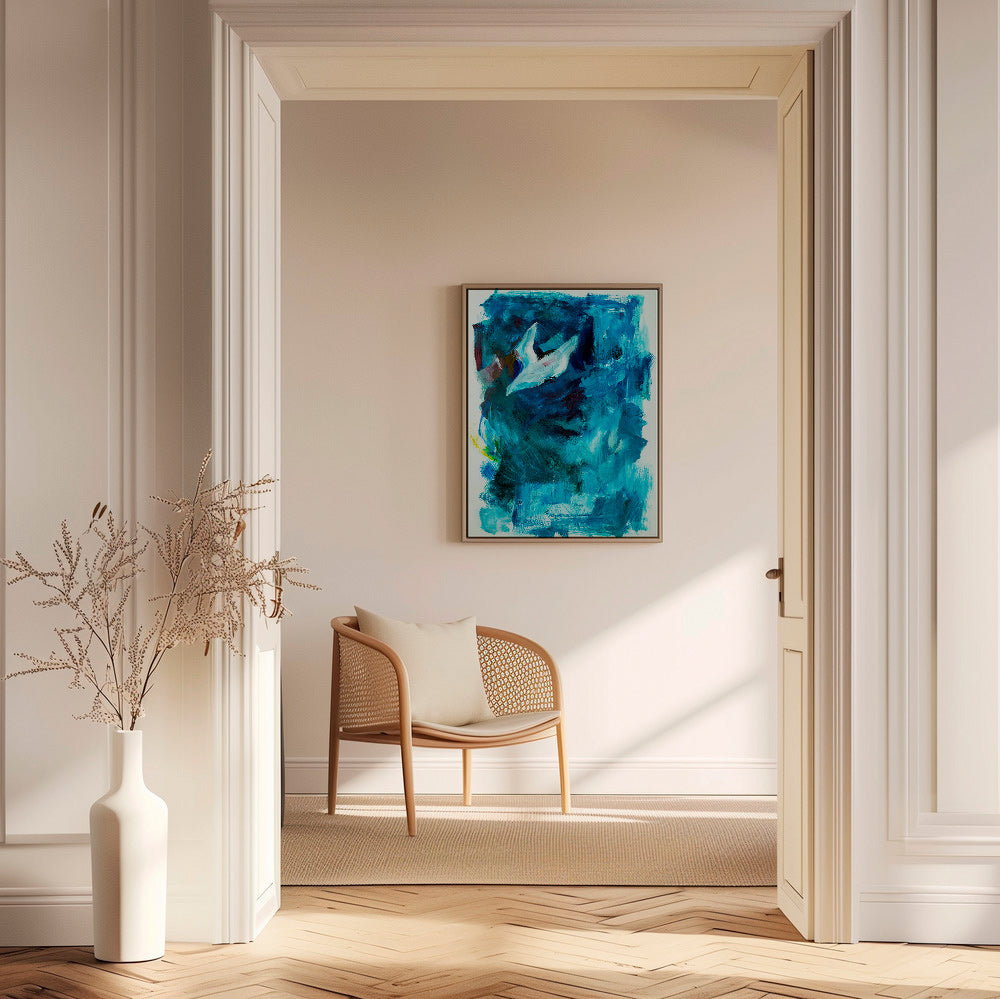 Abstrakt blåt værk med luftigt motiv – Canvas2