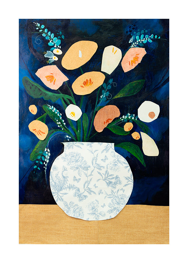 Botanisk plakat med buket i vase