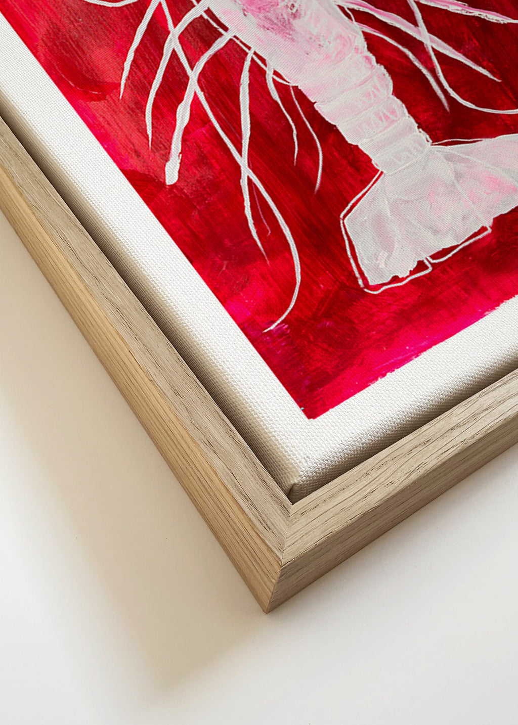Køkkenkunst: hvid hummer på rød baggrund – Canvas detail