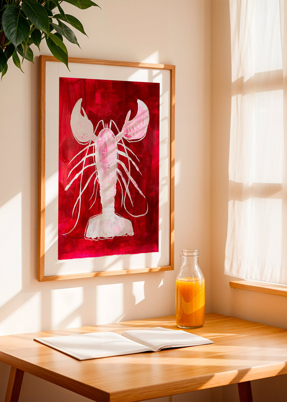 Køkkenkunst: hvid hummer på rød baggrund – Product1