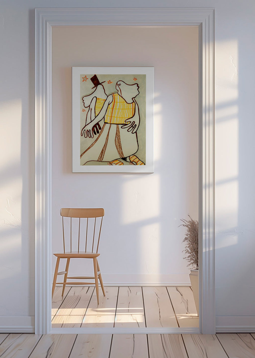Illustration dansende par i gestisk streg – Canvas
