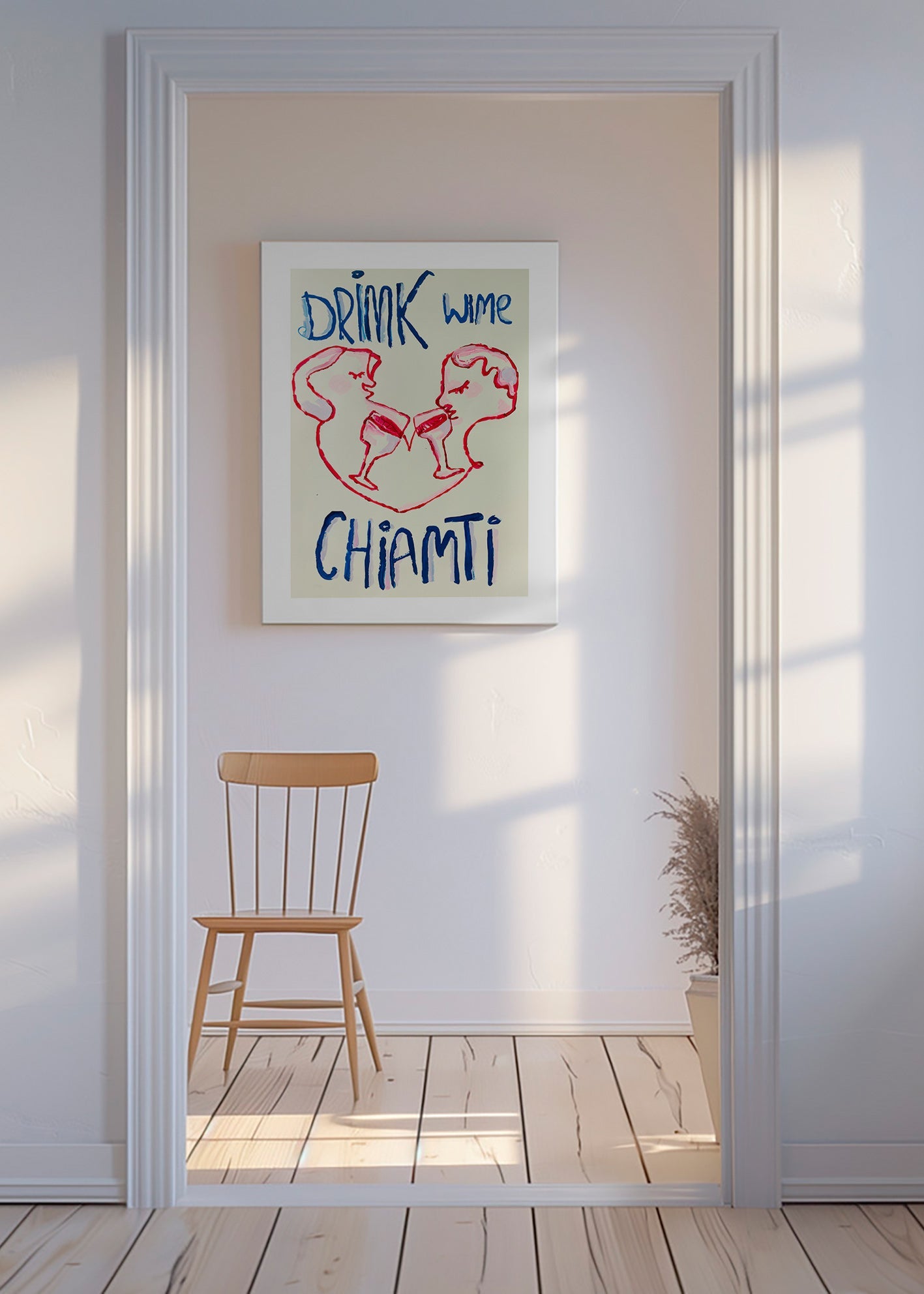 Køkkenkunst med illustrerede glas – Canvas