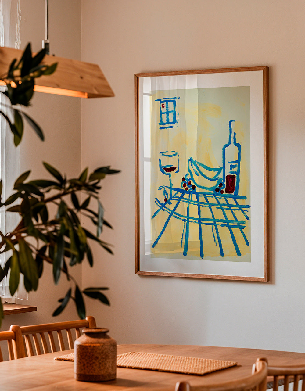 Køkkenkunst: blåt stilleben med bananer – Product1
