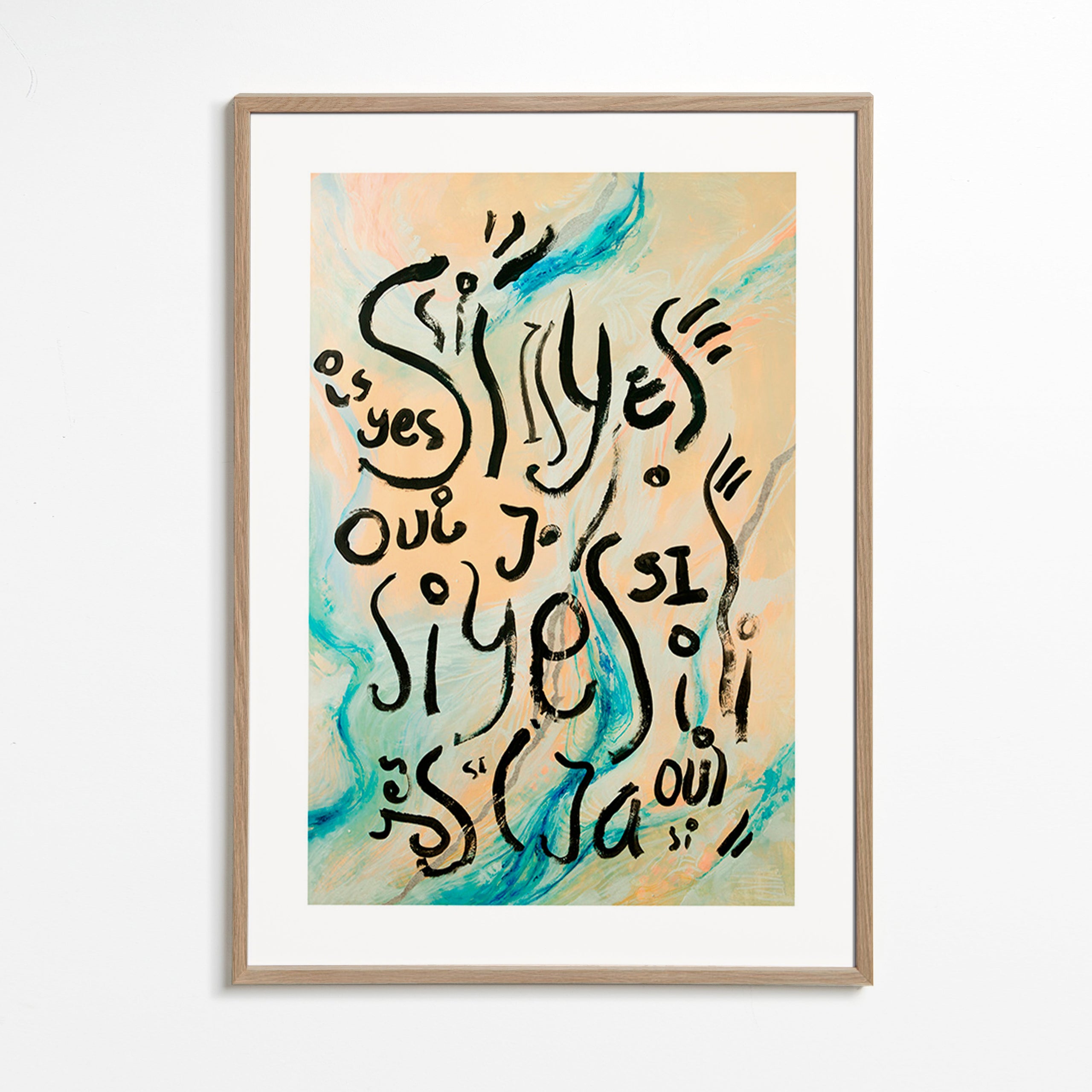 Illustration med håndskrift og flydende bølger – Oak Frame
