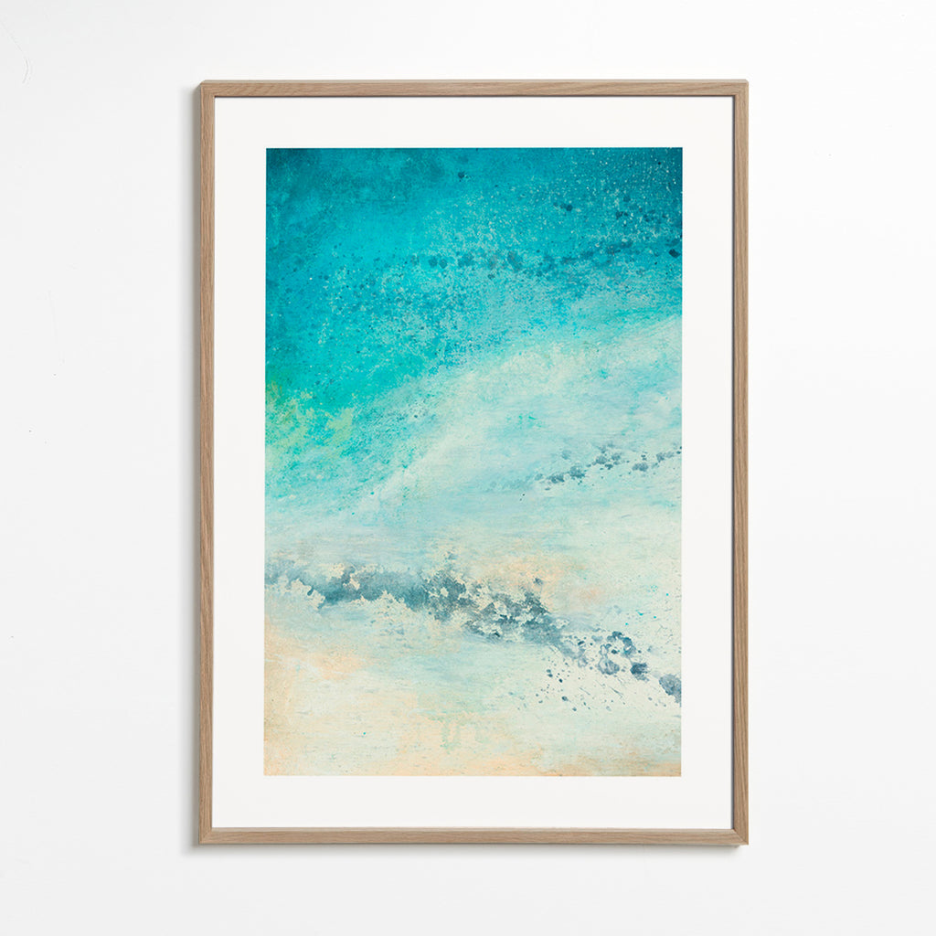 Turkis hav abstrakt – Oak Frame