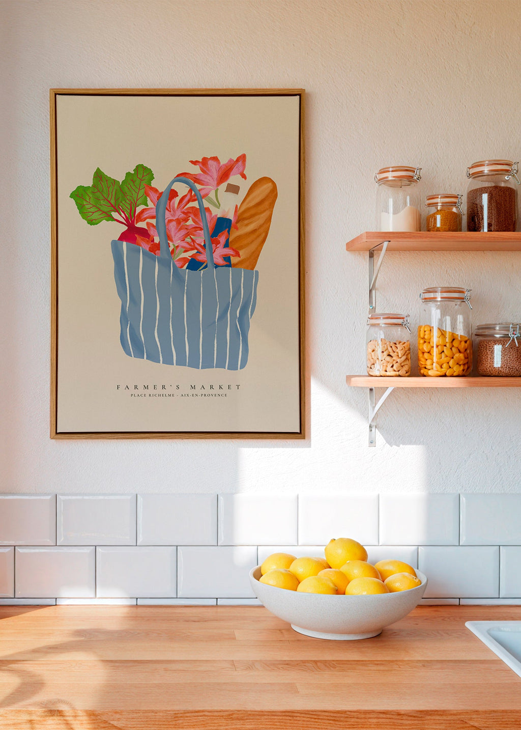 Køkkenkunst med markeds­taskeillustration