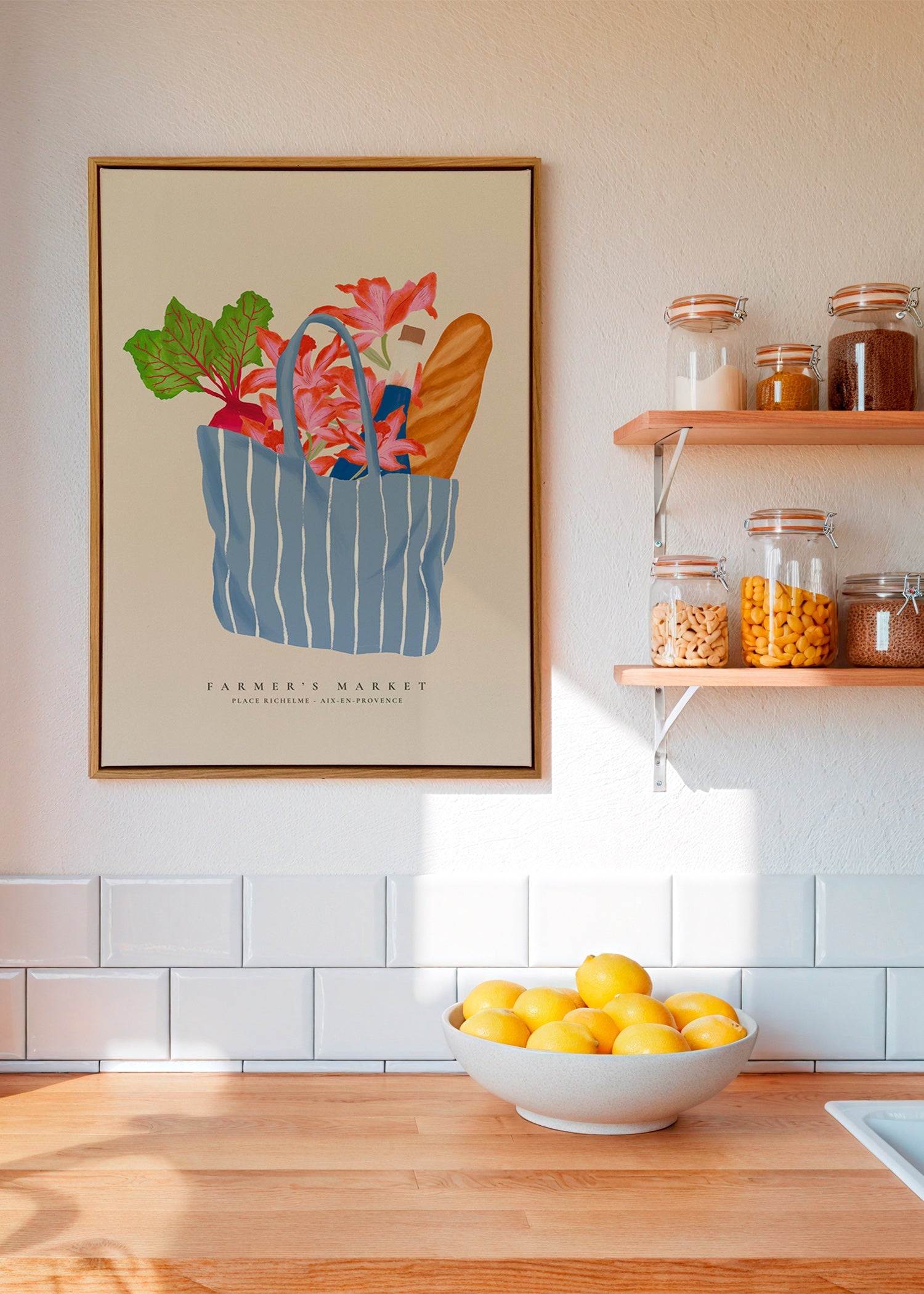 Køkkenkunst med markeds­taskeillustration