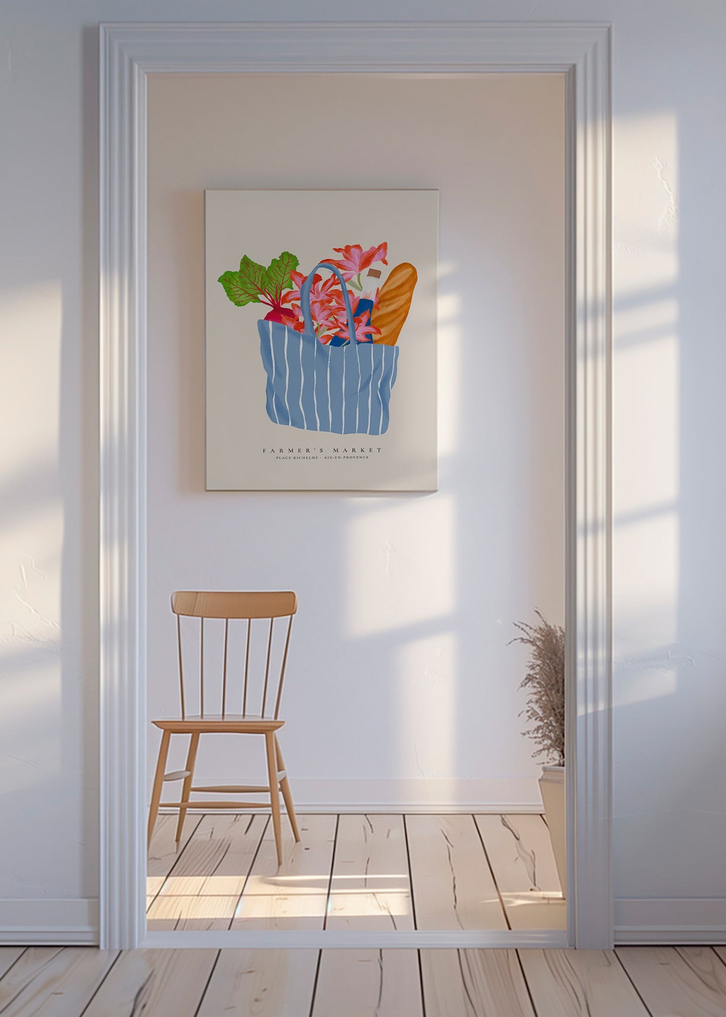 Køkkenkunst med markeds­taskeillustration