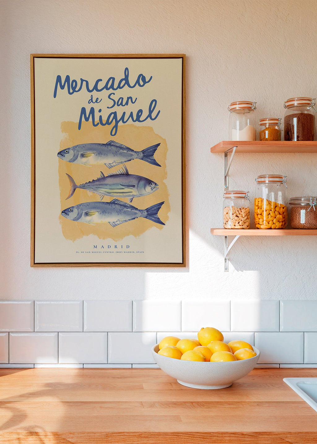 Køkkenkunst Mercado de San Miguel med blå fisk